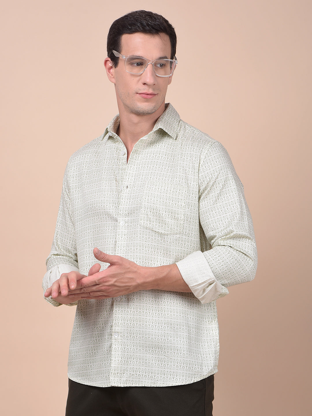 Modern Edgey Green Printed Shirt