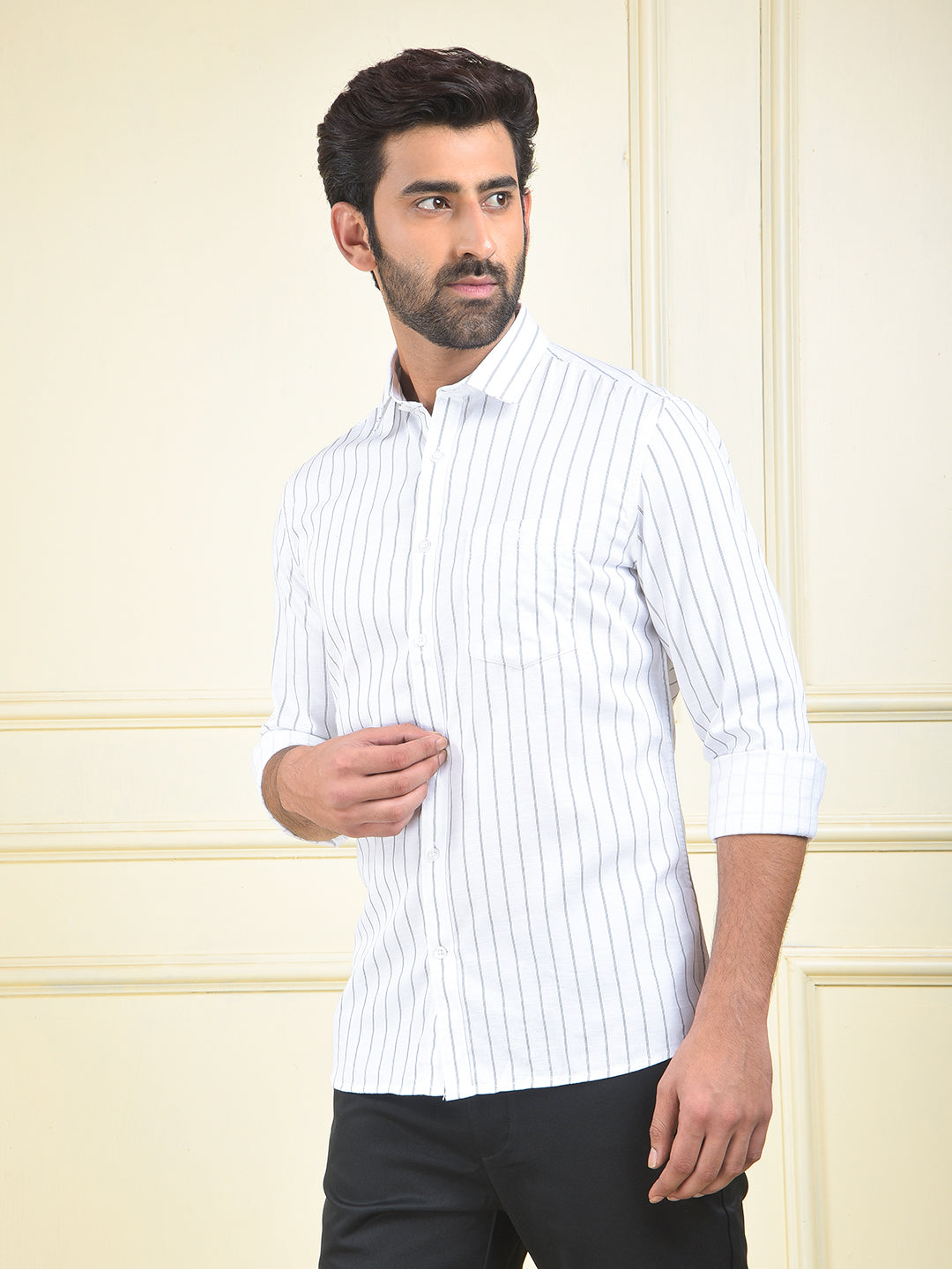 White Vertical Stripes Shirt
