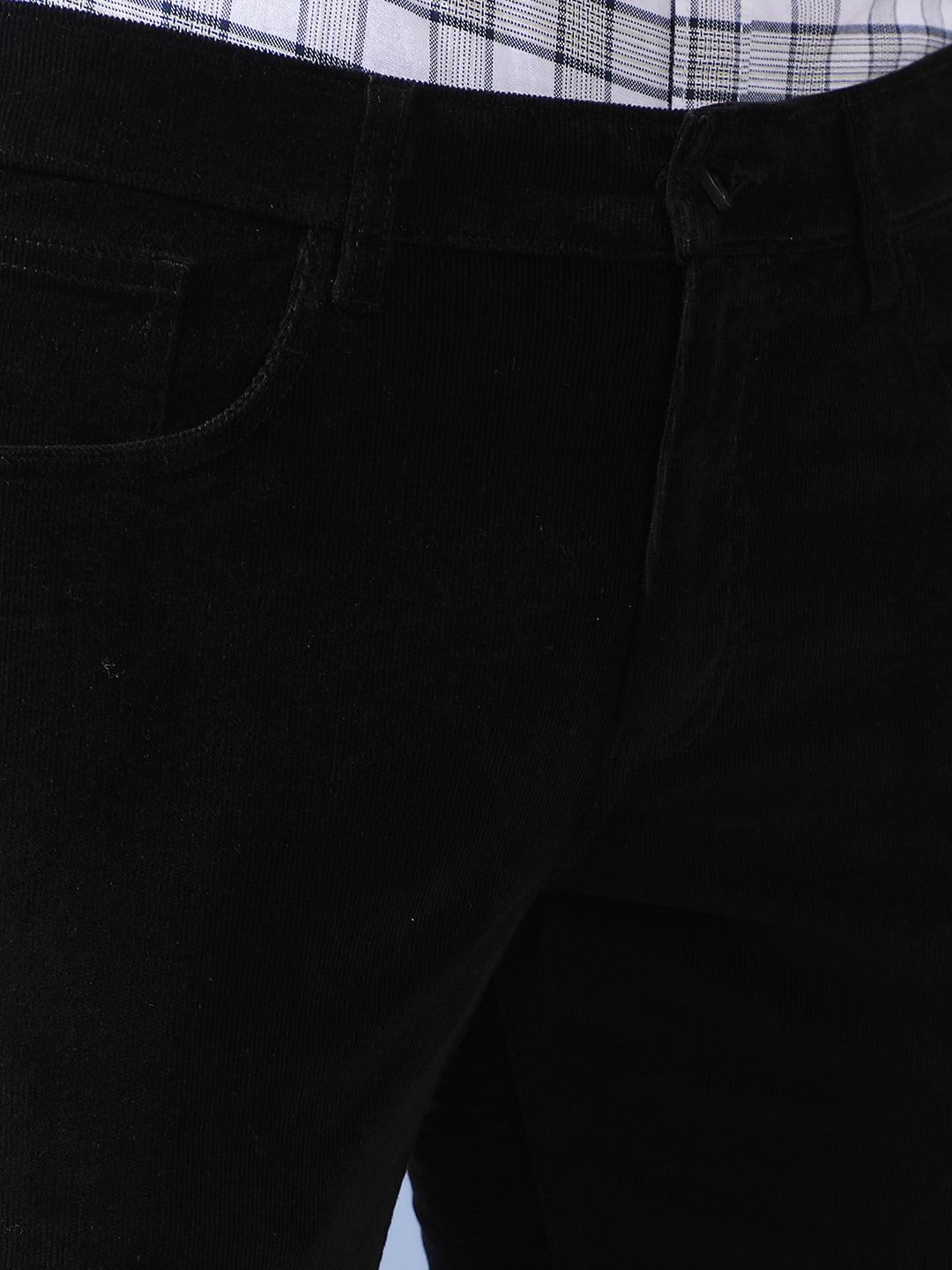 Minimalist Stealth Black Corduroy Trousers