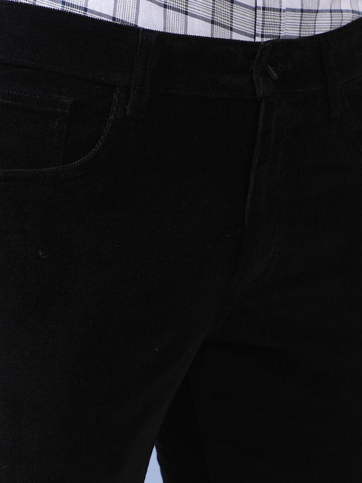 Minimalist Stealth Black Corduroy Trousers
