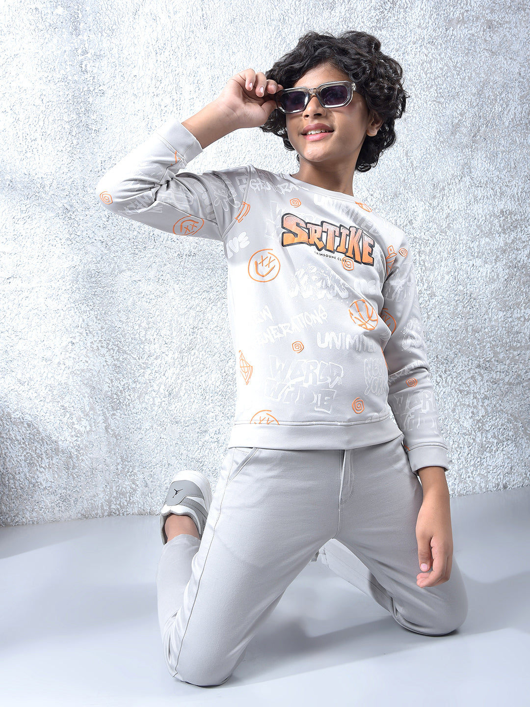 Grey Typographic Print Sweatshirt