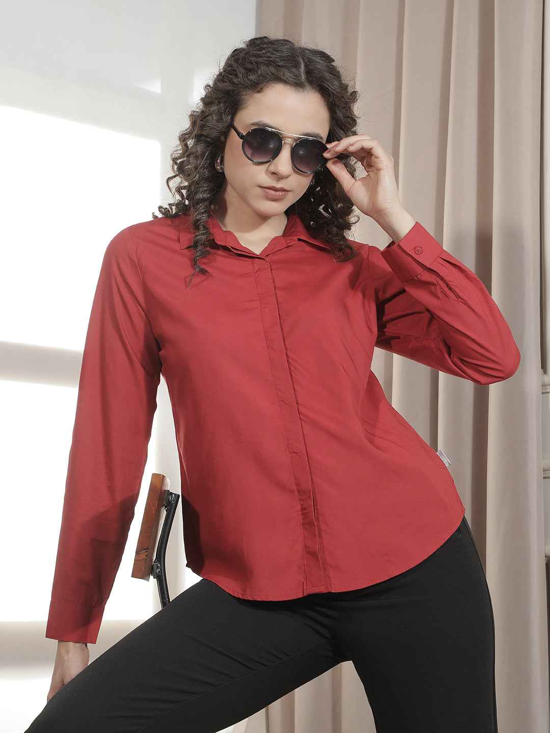 Striking Red Modal Flowy Top