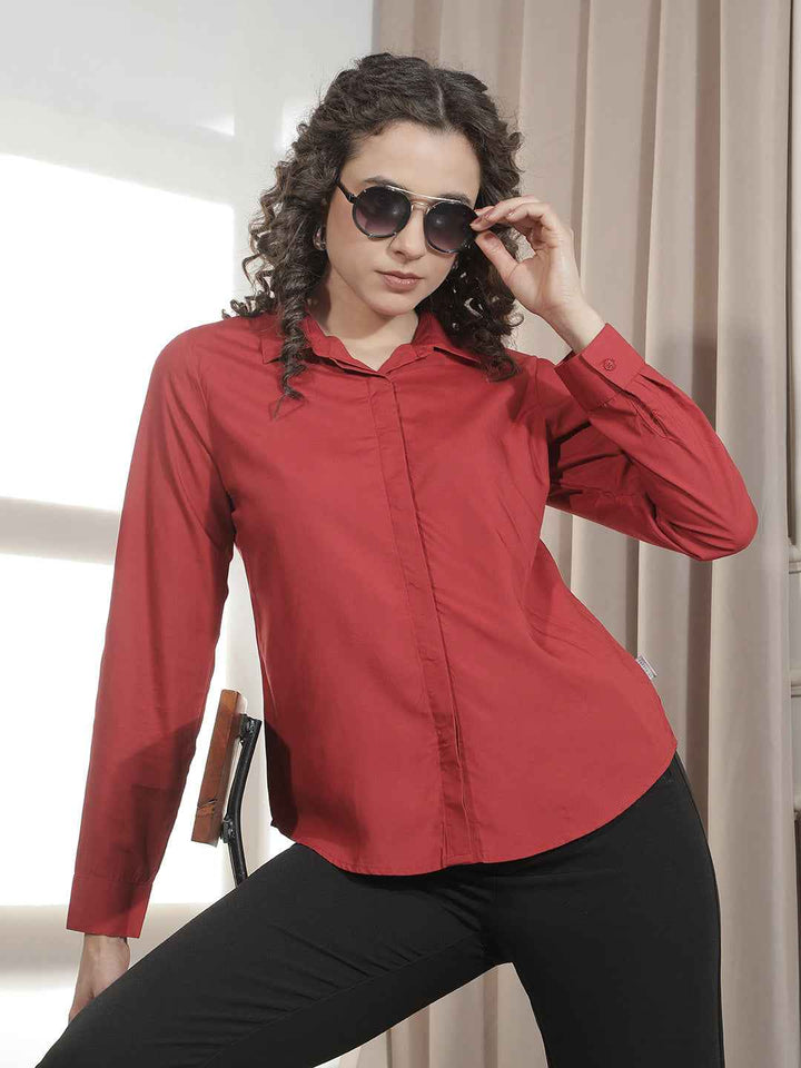 Striking Red Modal Flowy Top