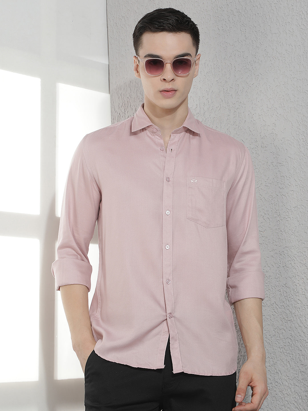 Modern Light Peach Textured Shirt