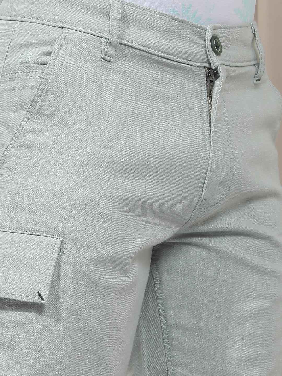 Green 100% Cotton Cargo Shorts