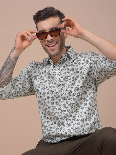 Green Printed 100% Cotton Shirt