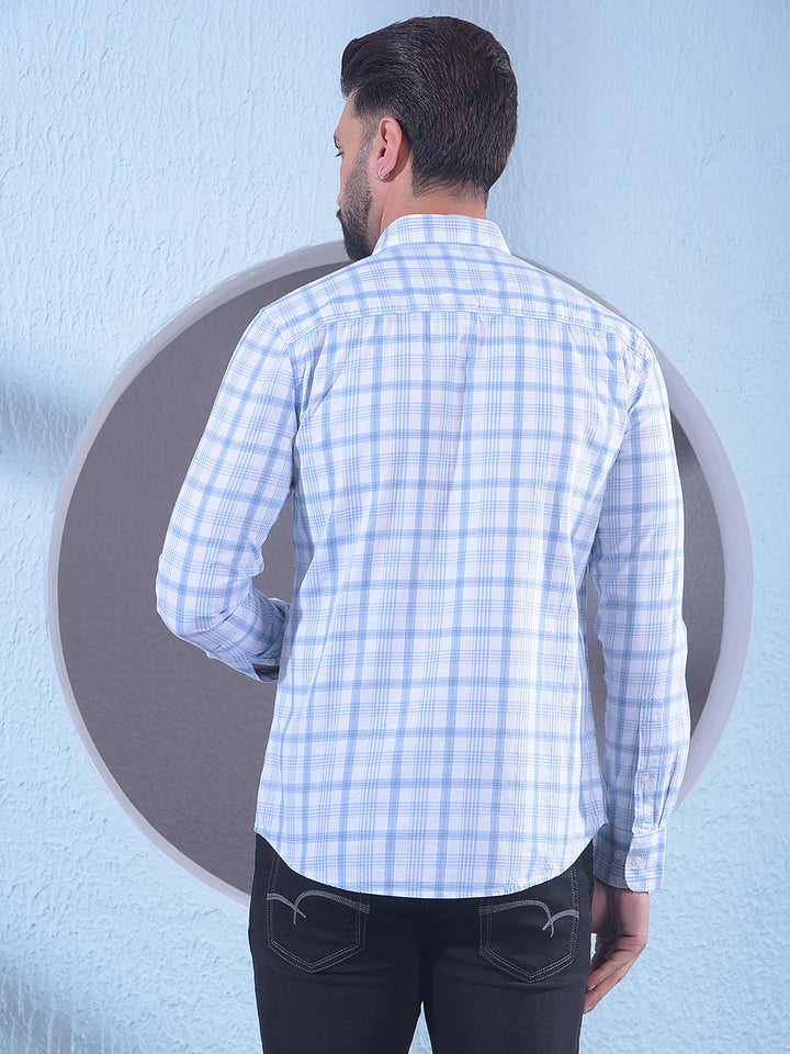 Blue 100% Cotton Checked Shirt