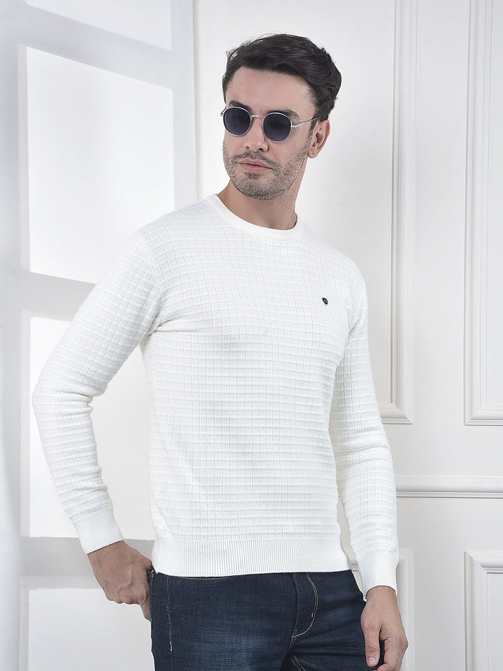Off White Jacquard Knitted Sweater
