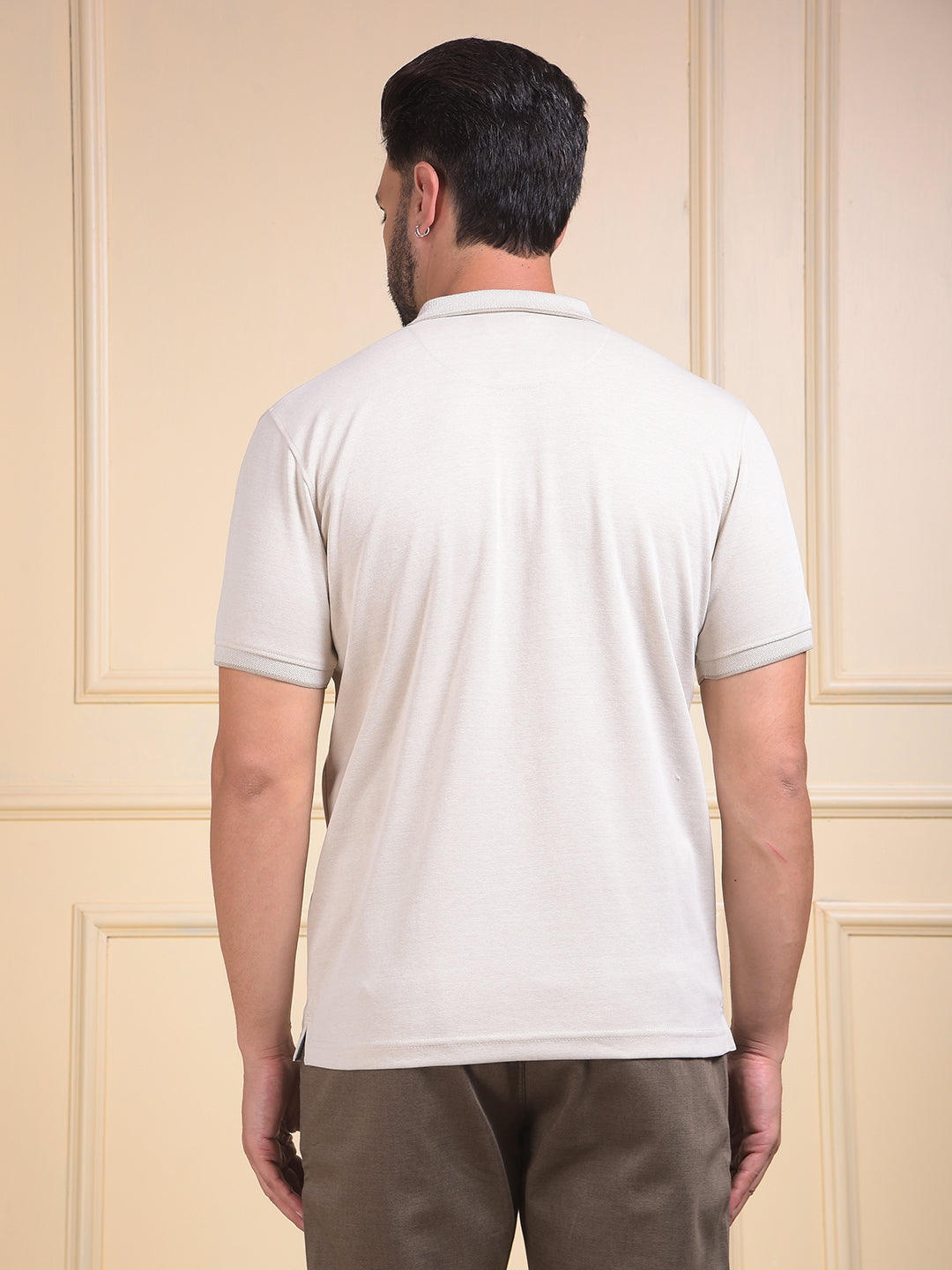 Beige Polo Neck T-Shirt