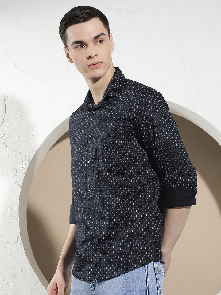 Blue Micro Print Shirt