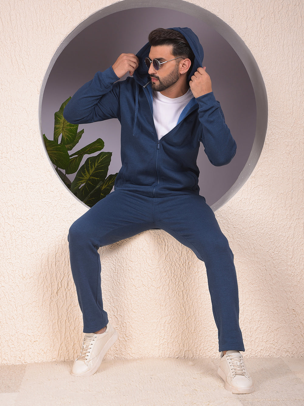 Blue Hooded Neck Sweatshirt