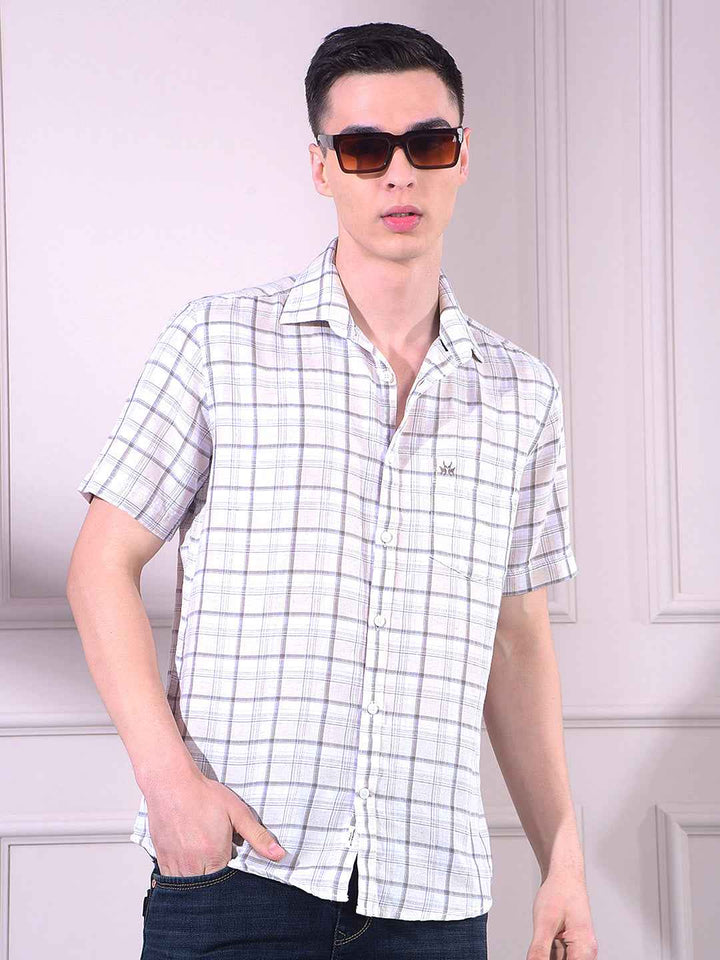 Olive Linen Checked Shirt