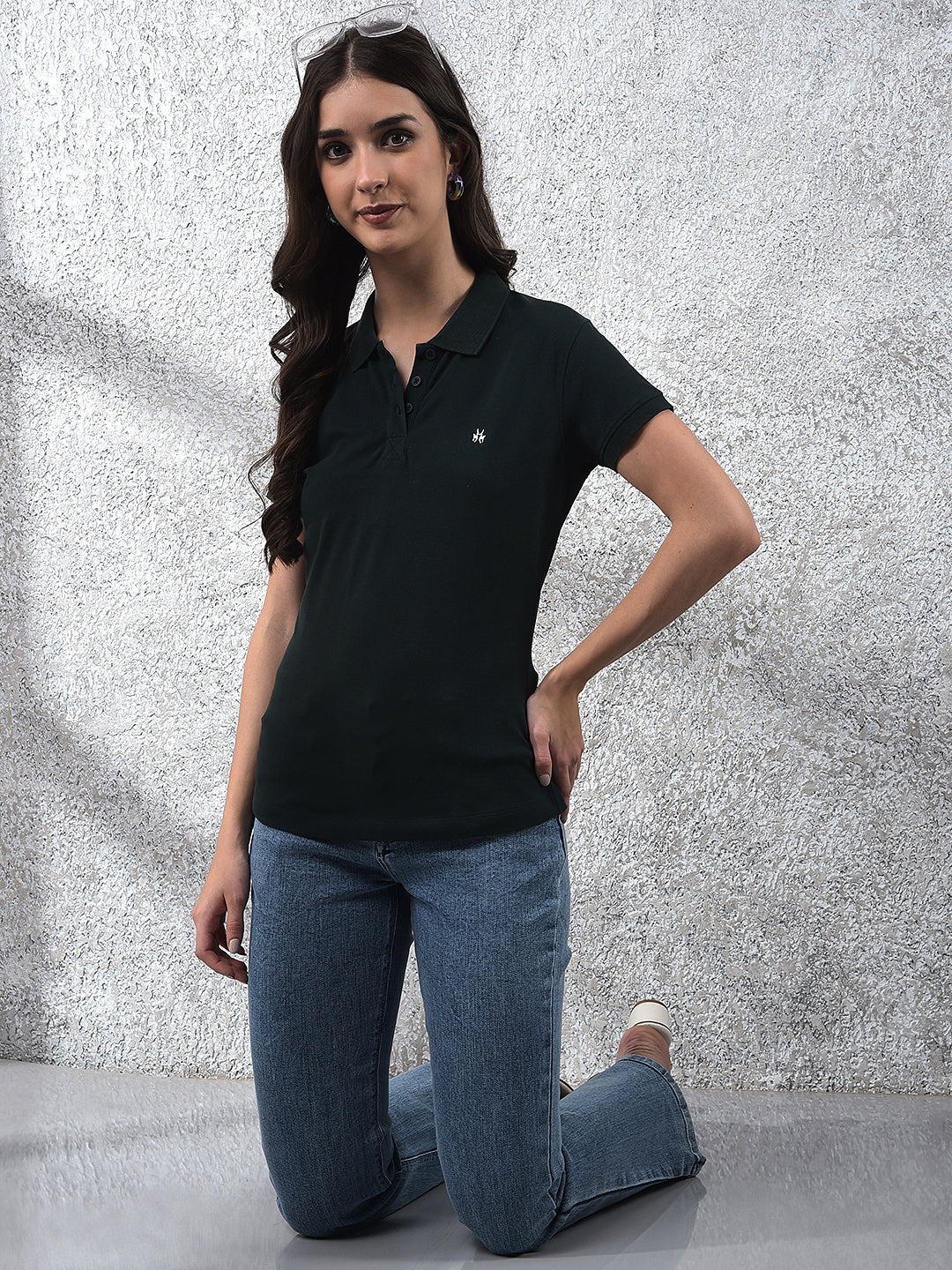 Green Cotton T-Shirt-Women T-shirts-Crimsoune Club