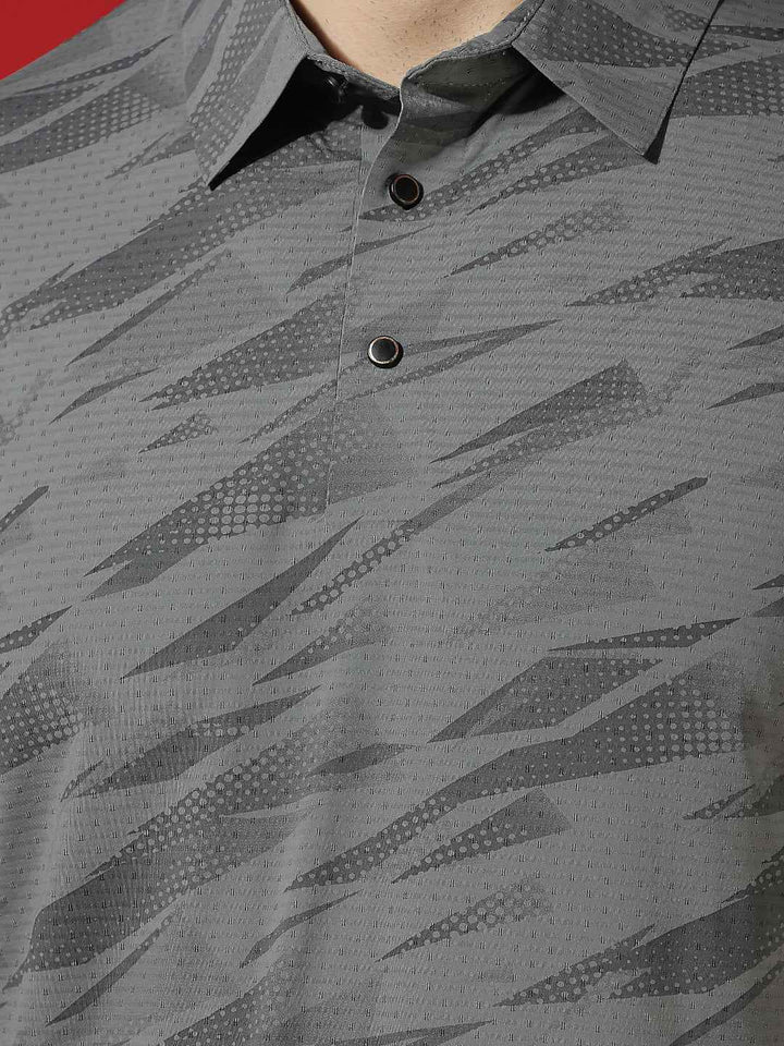 Charcoal Camouflage Print Polo T-Shirt