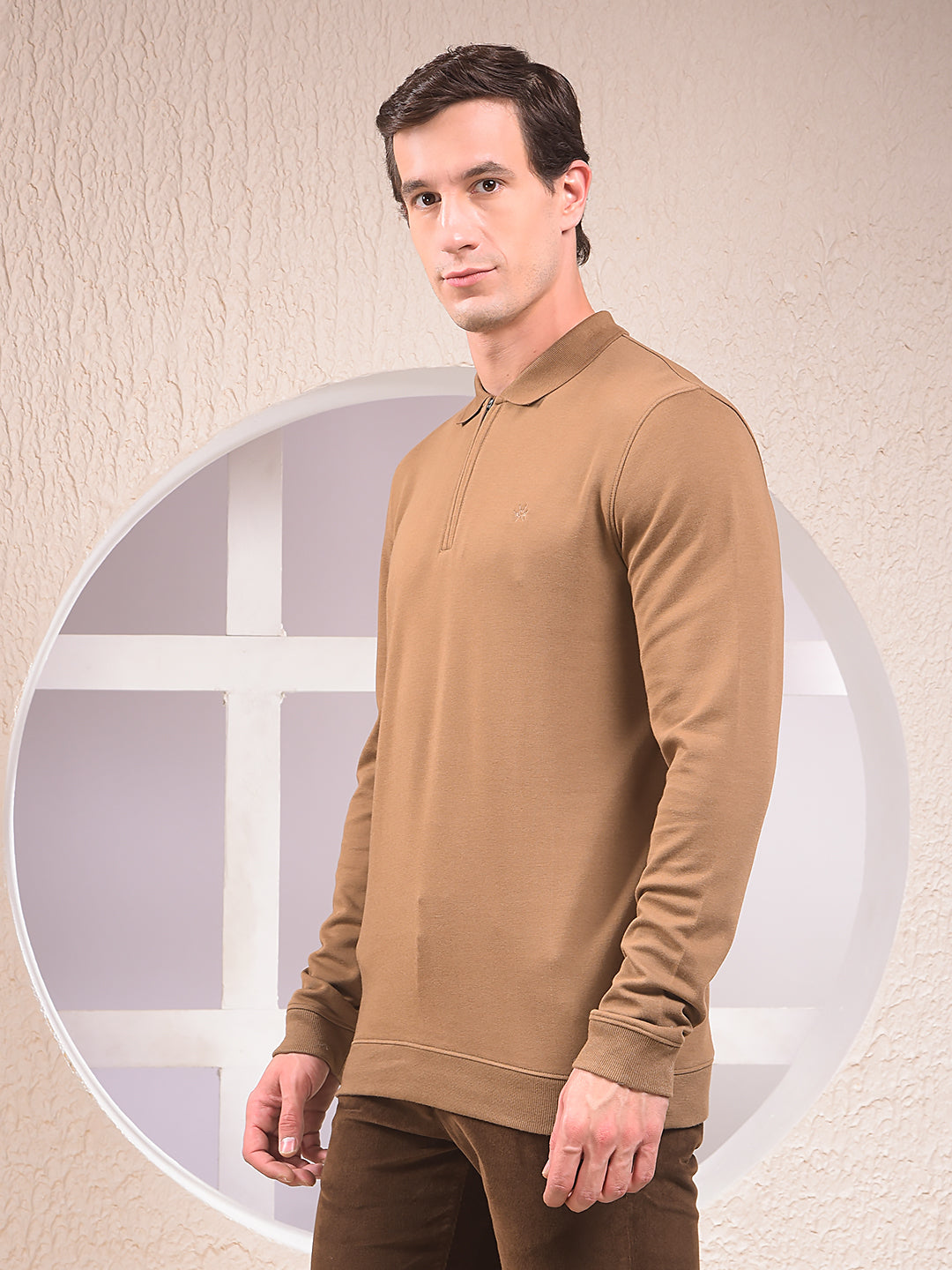 Brown Polo Neck Sweatshirt