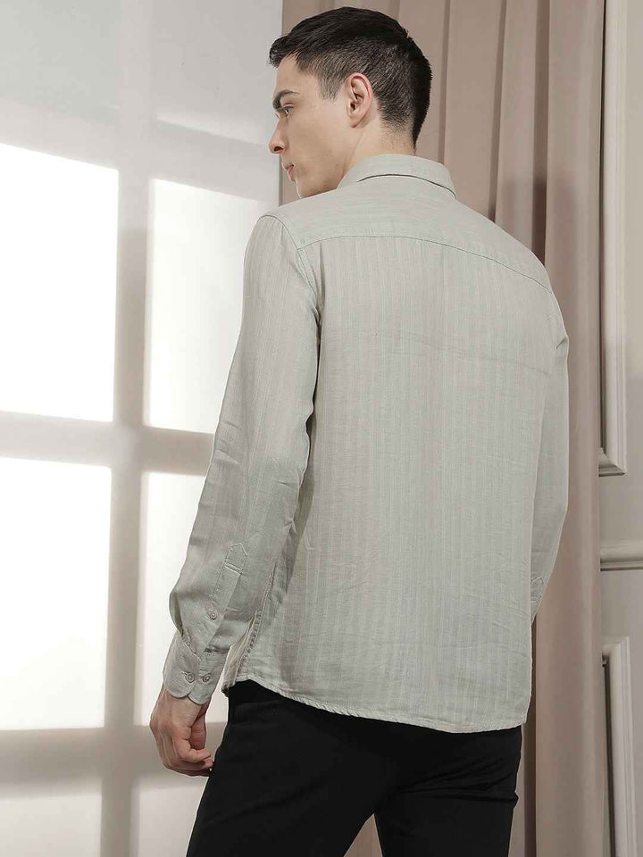Green Vertical Stripes Shirt