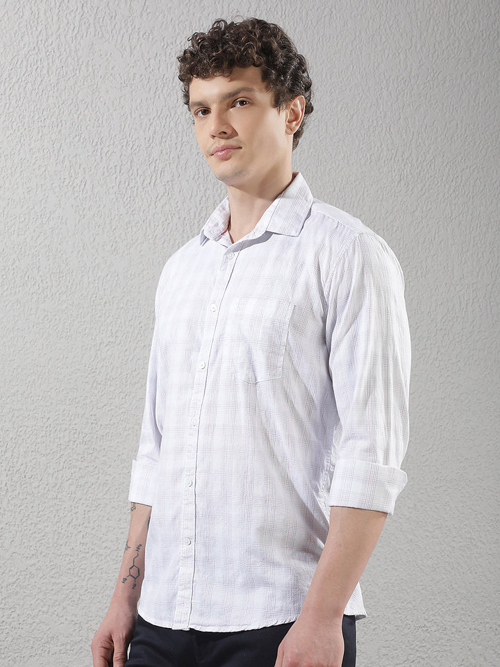 White 100% Cotton Checked Shirt