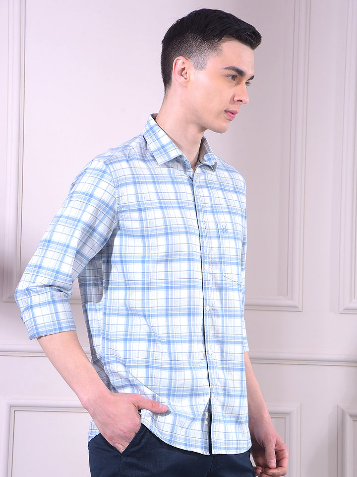 Blue Checked 100% Cotton Shirt