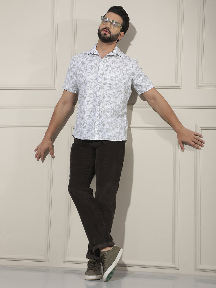Green Floral Print Shirt