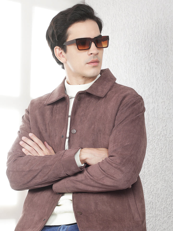 Brown Faux Suede Shacket