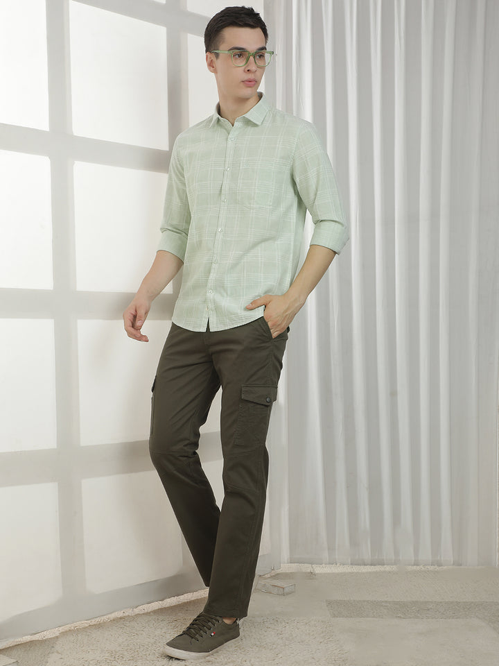 Essential Olive Green Checked Shirt