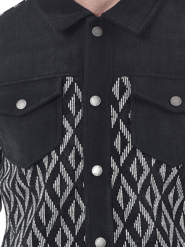 Breathable Black Jacquard Shacket