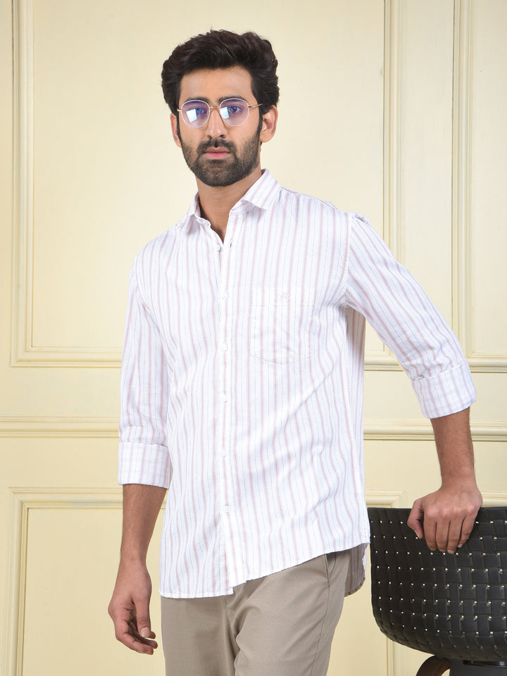 Purple Vertical Stripes 100% Cotton Shirt