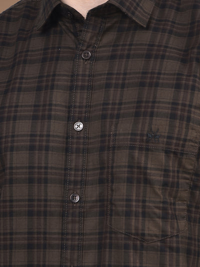 Brown Checked 100% Cotton Shirt