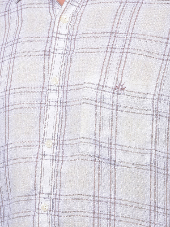 Off White Checked Linen Shirt