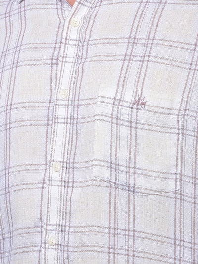 Off White Checked Linen Shirt