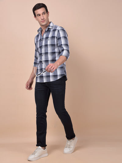 Blue Checked 100% Cotton Shirt