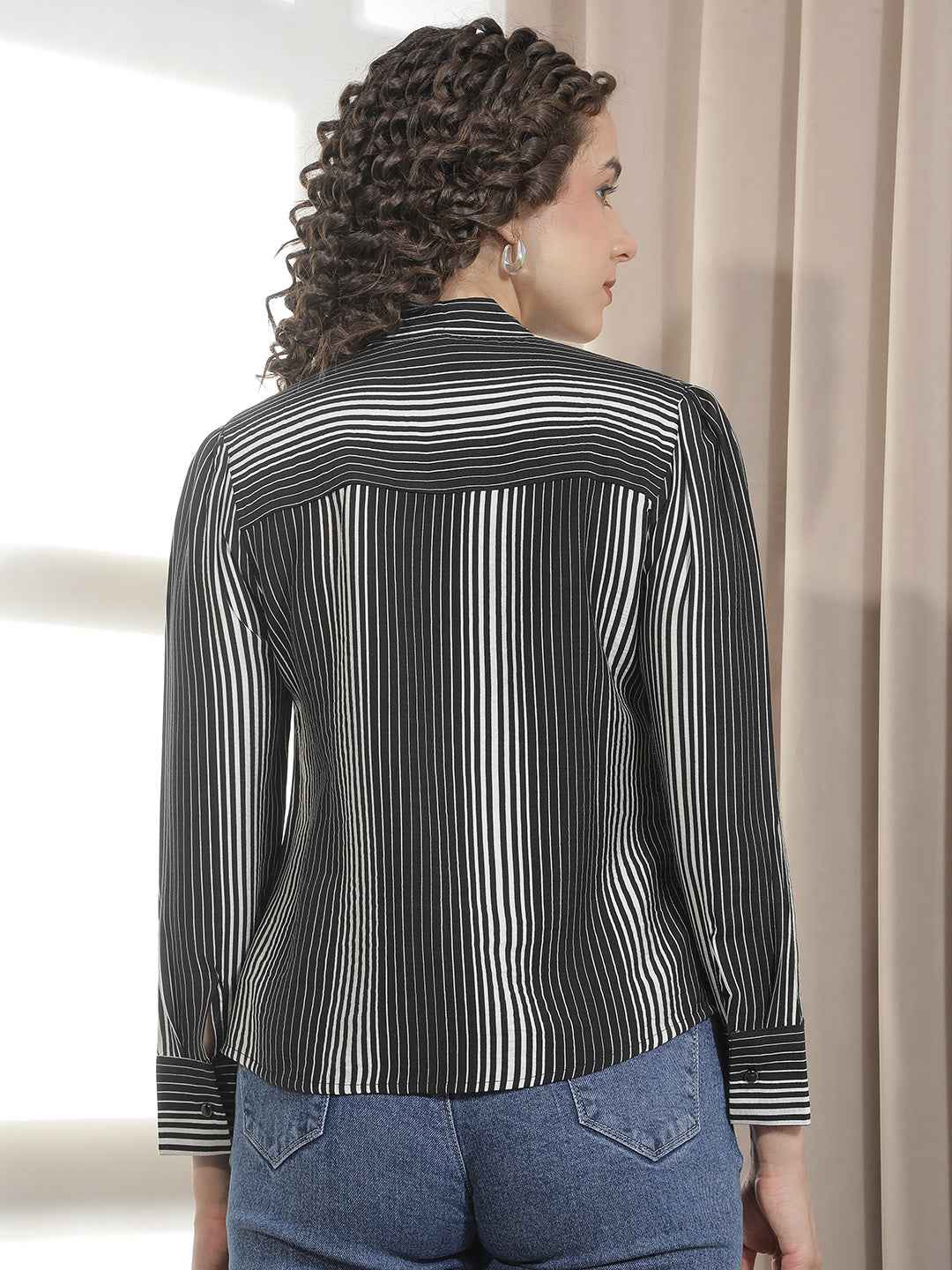 Black Vertical Striped Top