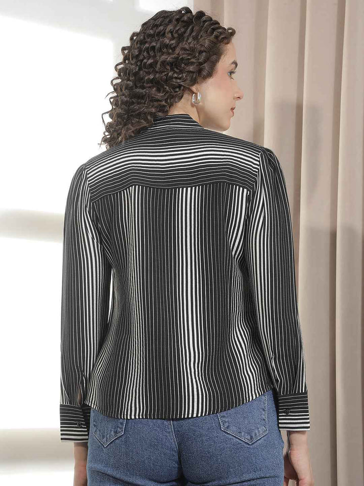 Black Vertical Striped Top