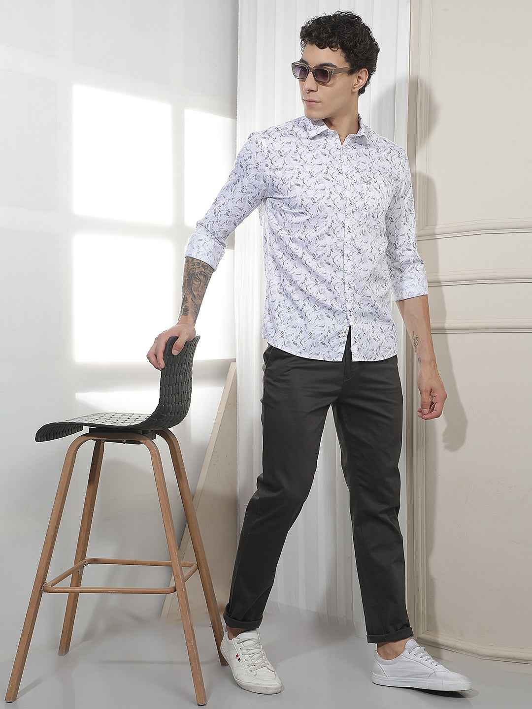 Black Dobby Cotton Trousers