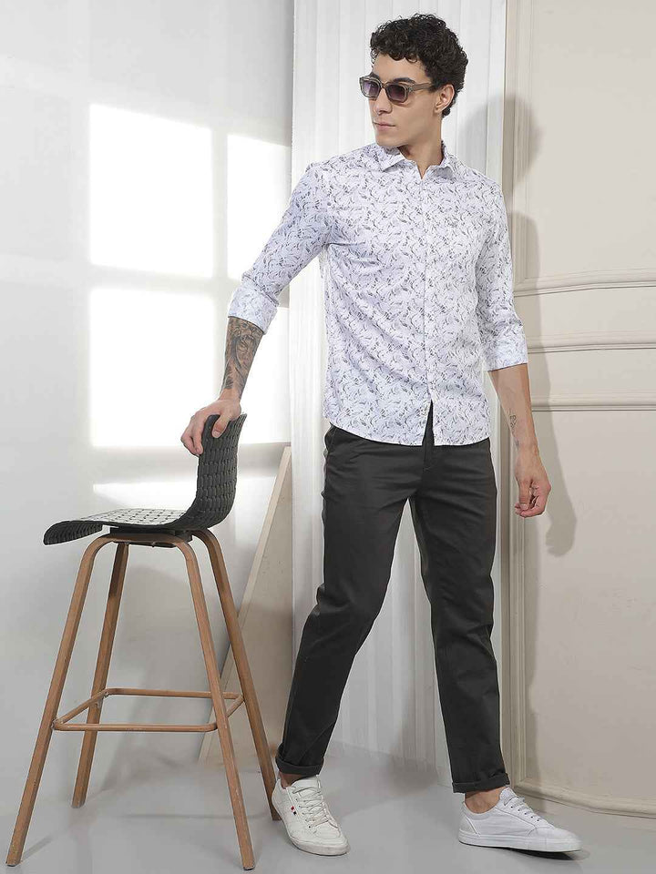 Black Dobby Cotton Trousers