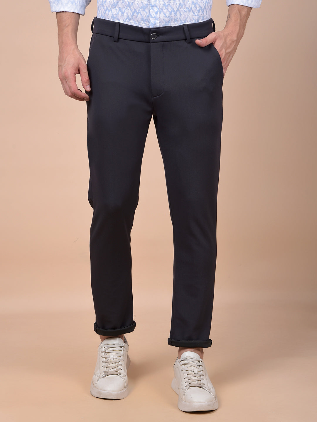 Navy Blue Printed Trousers