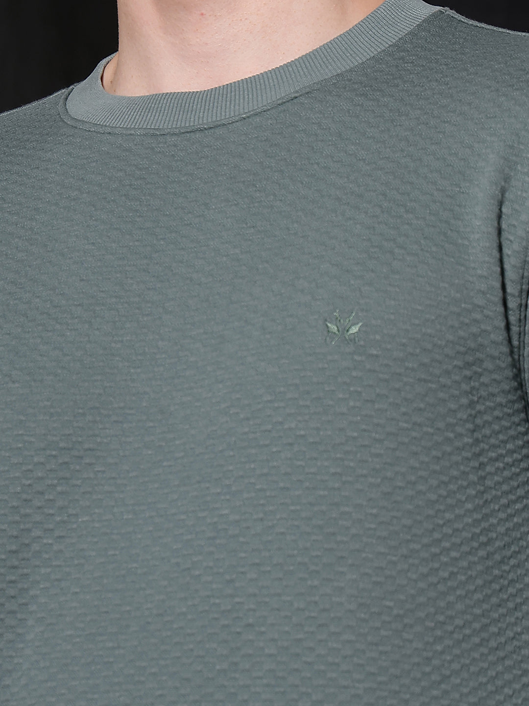 Relaxed Moss Green Jacquard Sweatshirt