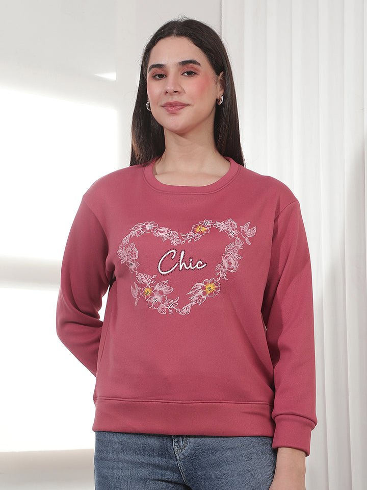 Red Floral Print Sweatshirt
