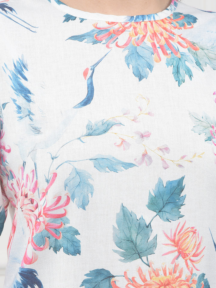 Orange Floral Print Top