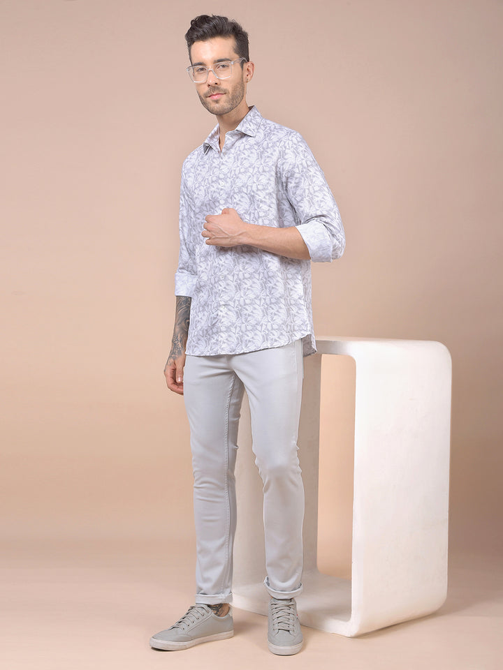 Grey Floral Print Shirt