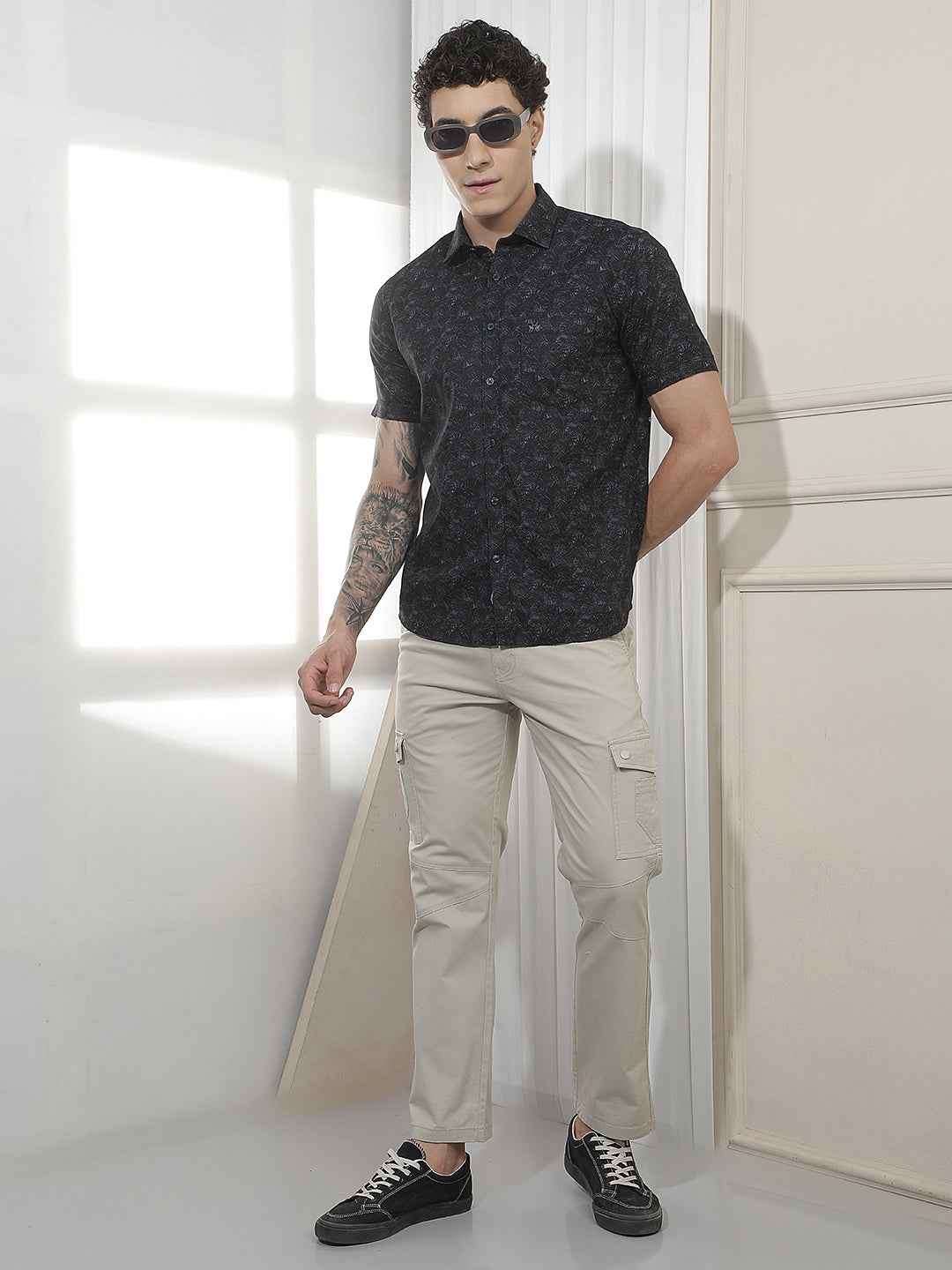Classic Blue Printed Casual Shirt