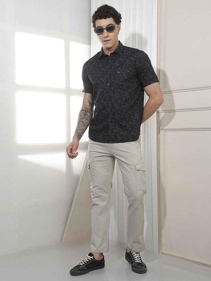 Classic Blue Printed Casual Shirt