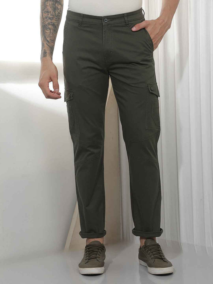 Comfortable Olive Casual Cargo Trousers