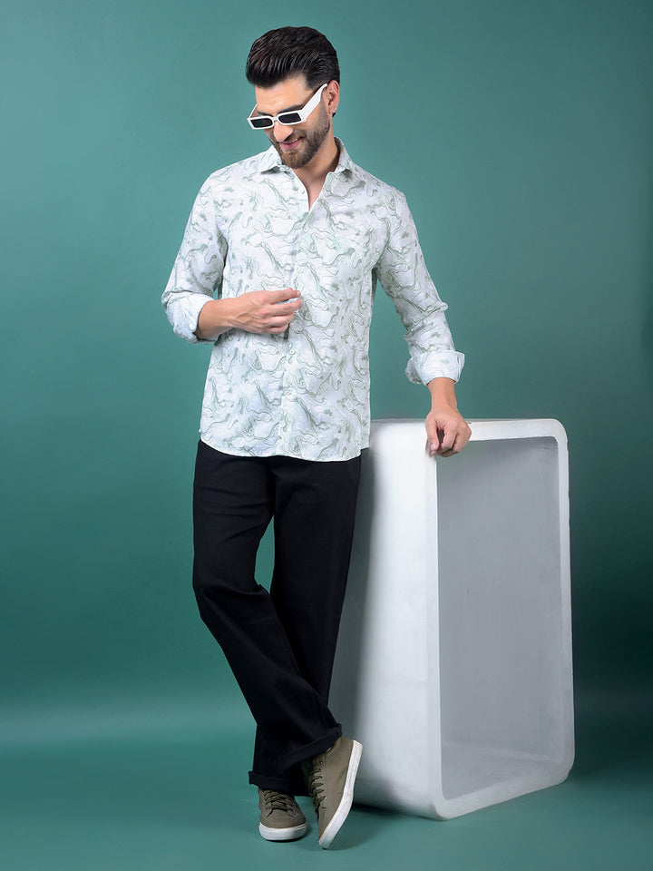 Green Abstract Print Shirt-Men Shirts-Crimsoune Club