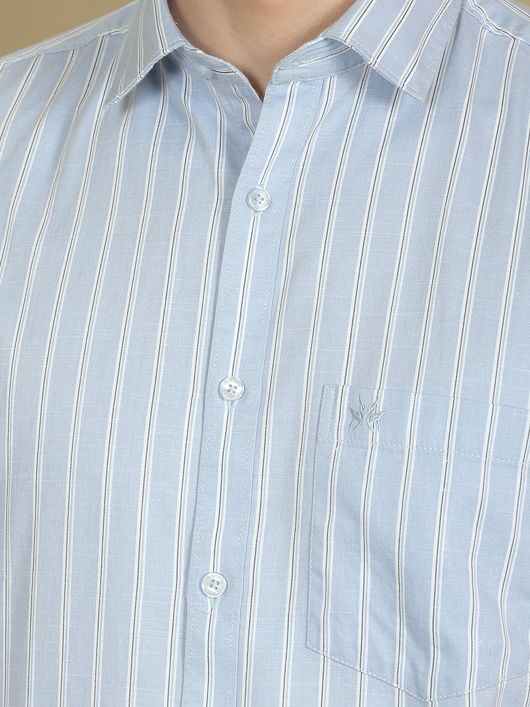 Blue Vertical Striped Shirt