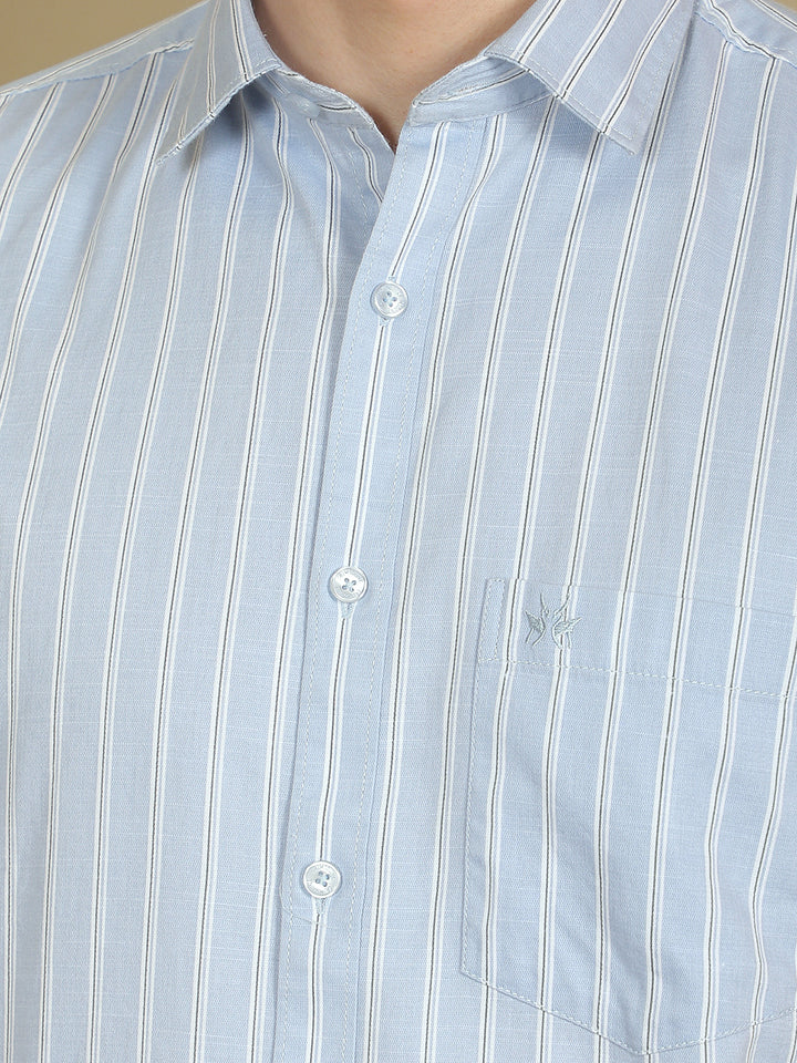 Blue Vertical Striped Shirt
