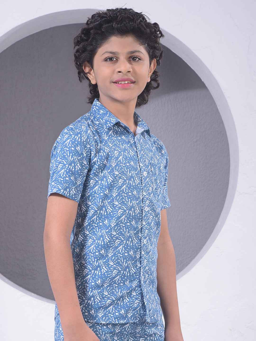 Blue Printed 100% Cotton Shirt