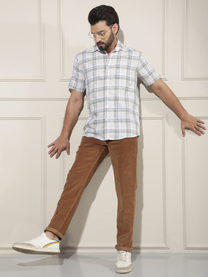 Green Checked Linen Shirt