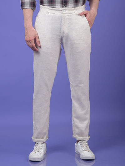 Off White Textured Trousers