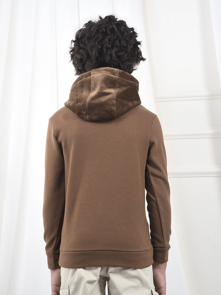 Brown Hooded Neck Sweatshirt